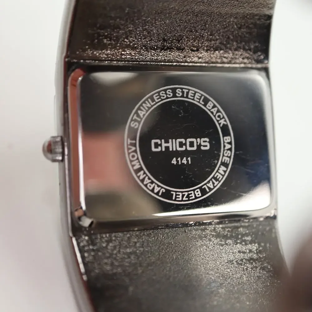 Chico's Womens Jewel Cuff Watch 32mm Blue Green Pink Gems Bangle w New Battery